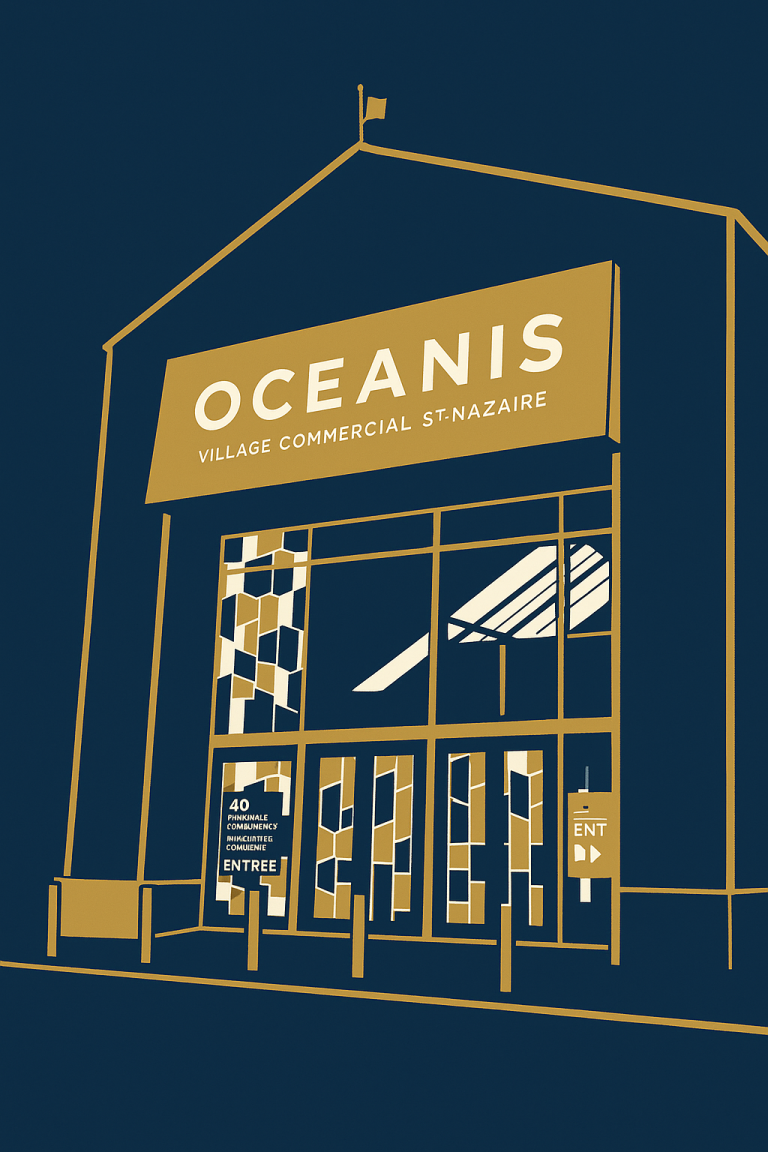 Centre commercial rénové Bâtiment "OCEANIS" avec une façade stylisée et une entrée distinctive.